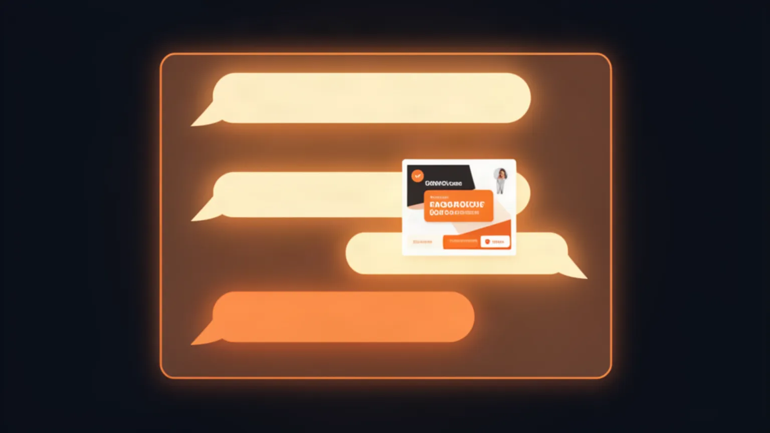 A glowing chat interface with a subtle sponsored product card integrated into the message stream