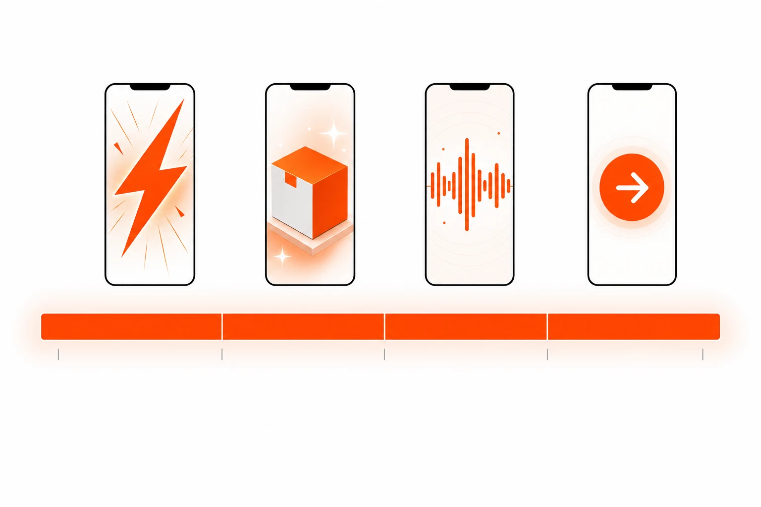 Amazon Sponsored Brand Video 15-second creative timeline — hook, product reveal, audio-driven value carrier, and CTA across four phone-frame segments