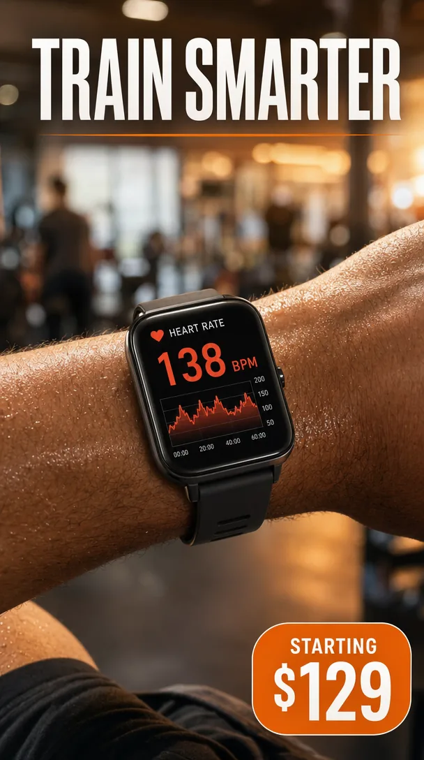 Smart fitness watch — 9:16 ad creative generated on Prizmad.