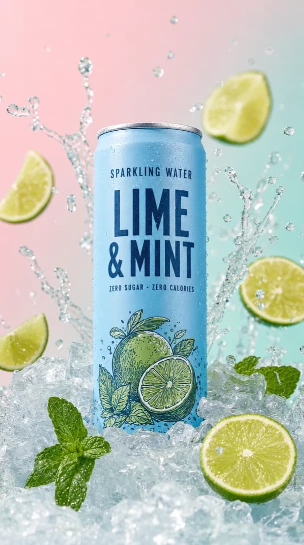 Sparkling water can — 9:16 ad creative generated on Prizmad.
