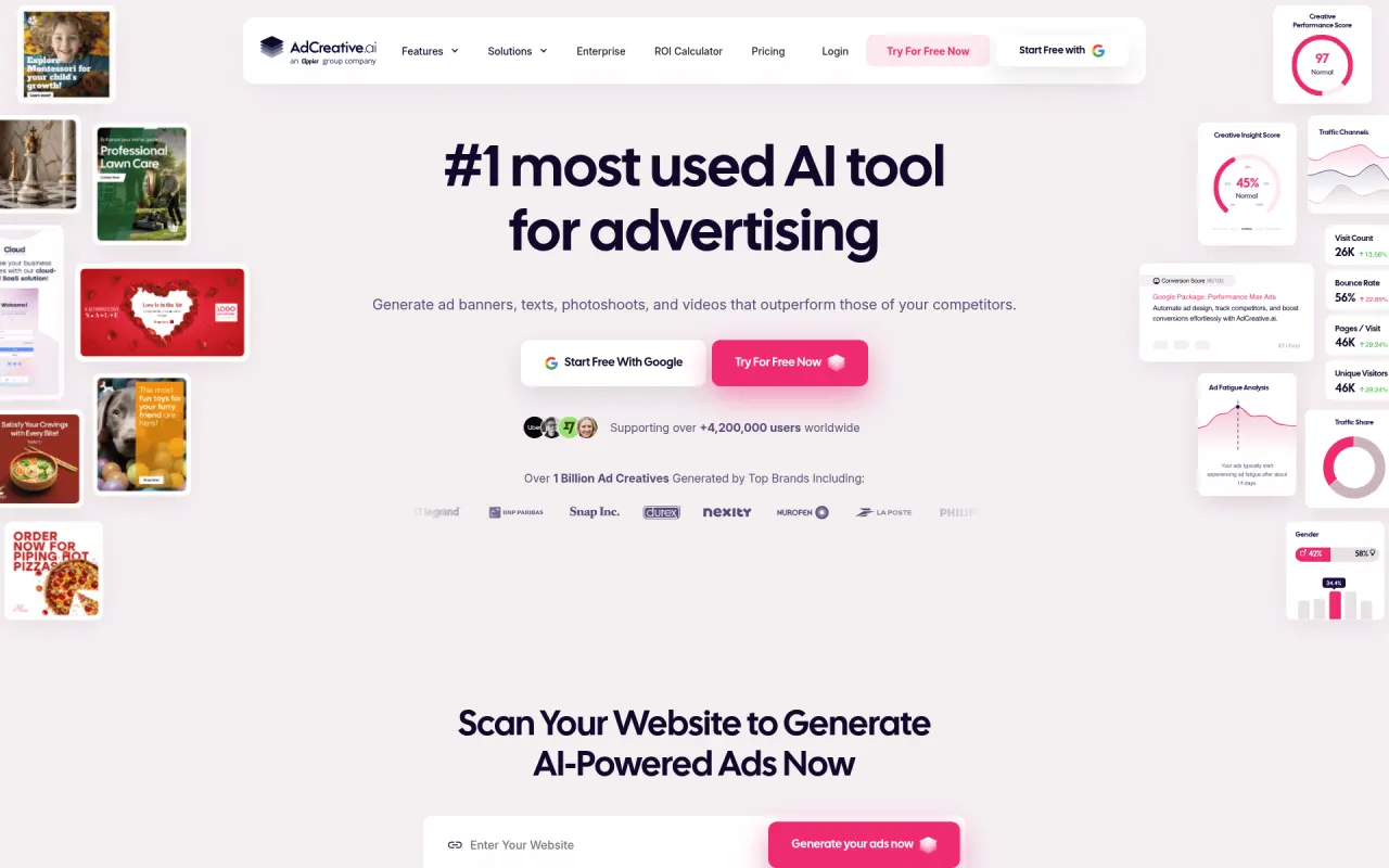 AdCreative.ai homepage screenshot