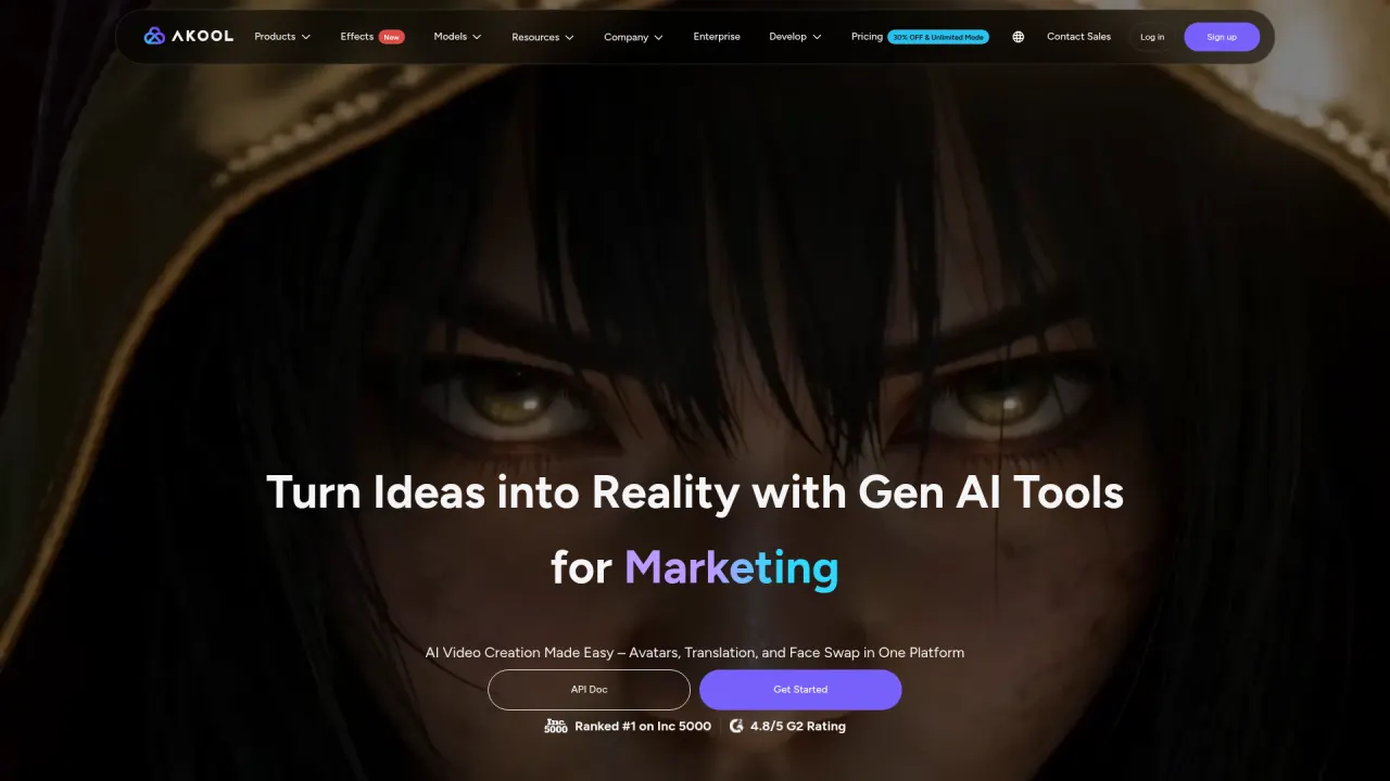 Akool homepage screenshot