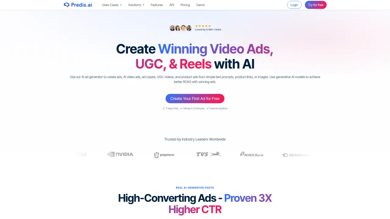 Predis.ai homepage screenshot