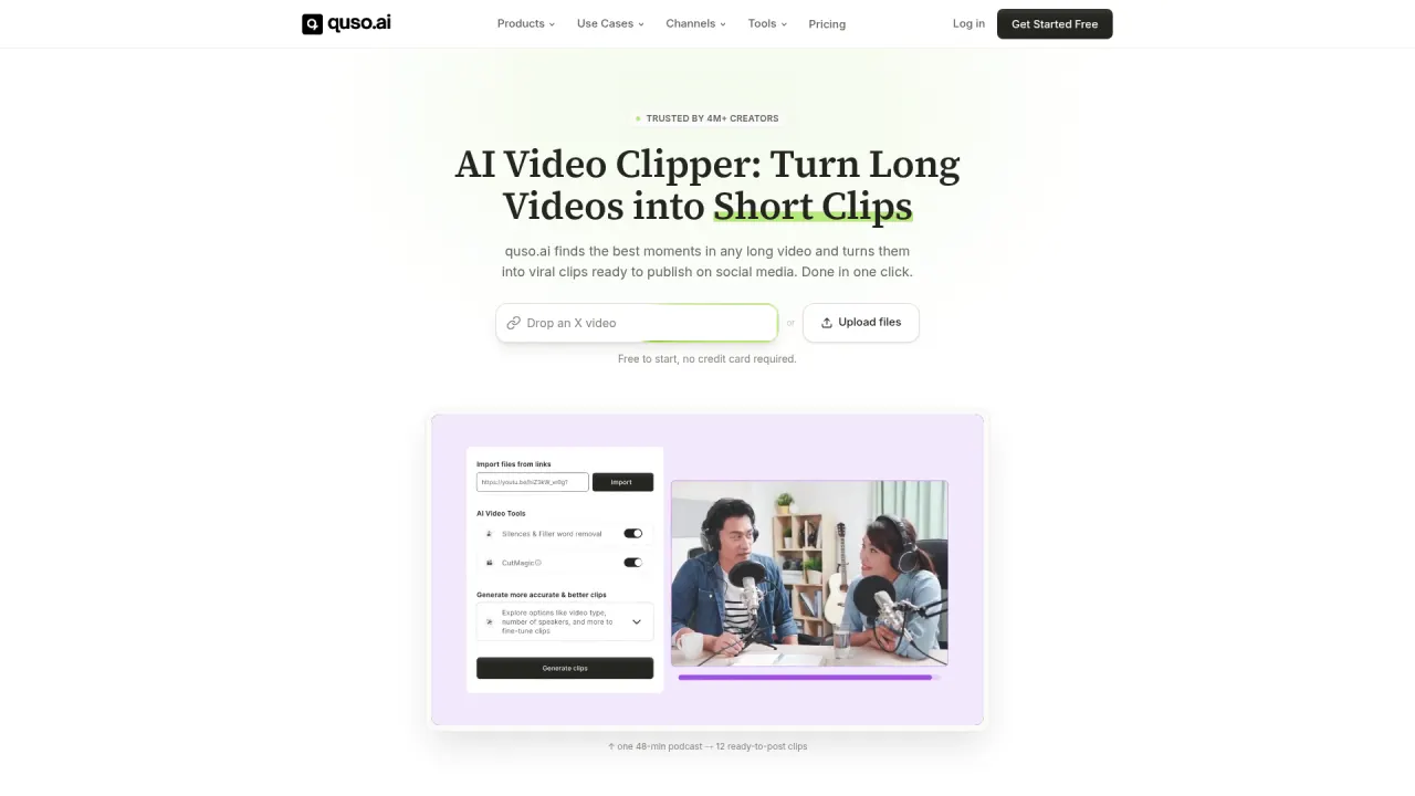 Vidyo.ai (now quso.ai) homepage screenshot